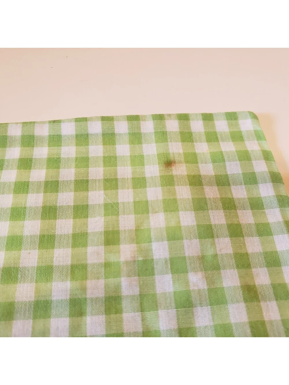 Vintage Cotton Gingham Napkin Placemat Set Green Pink Applique Hand Made Retro